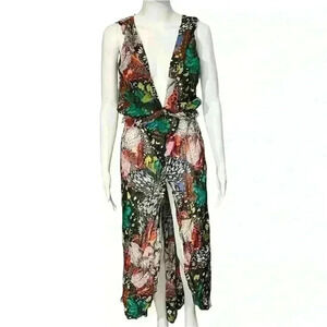 Roberto Cavalli Beachwear Womens Semi-Sheer Cover Maxi Dress Butterfly Sz Medium